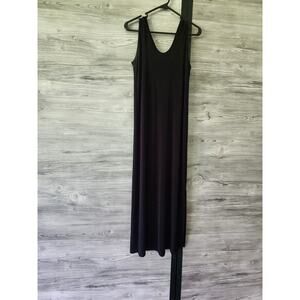 LAST CALL Flax Jeanne Engelhart Maxi Dress Small Lagenlook Black Acetate